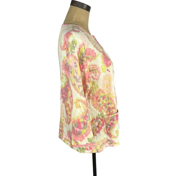 Vintage women’s quilted paisley button up acetate jacket SZ‎ S - Picture 6 of 10